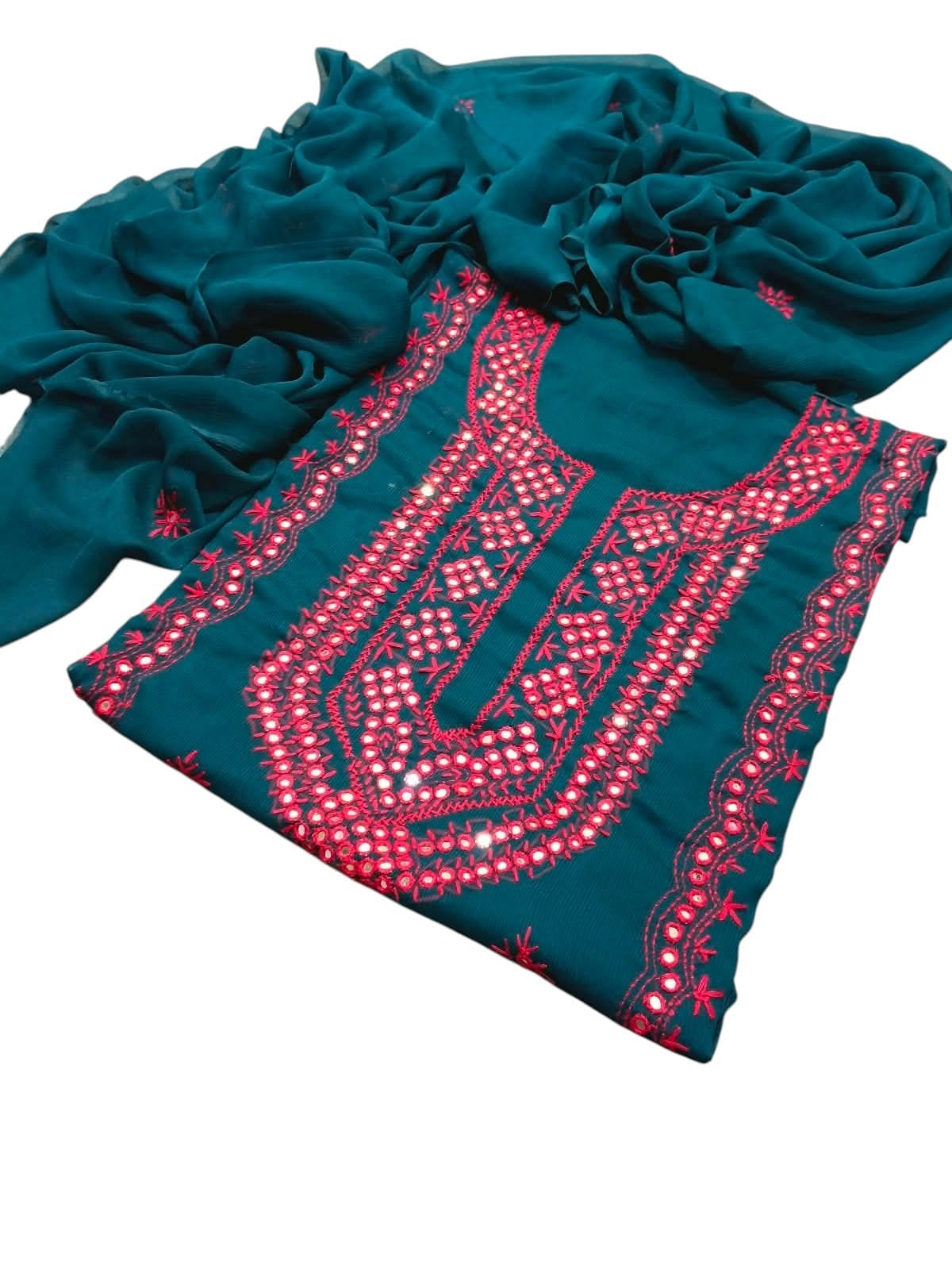 Pakka Tanka Mirror Work Suit - Peacock Blue