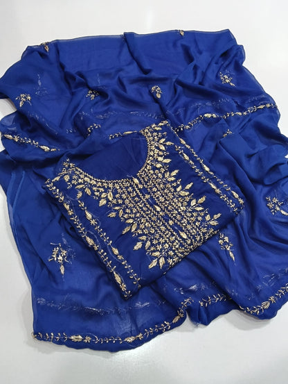 Handmade Seep Gota Work Shirt & Dupatta - Royal Blue
