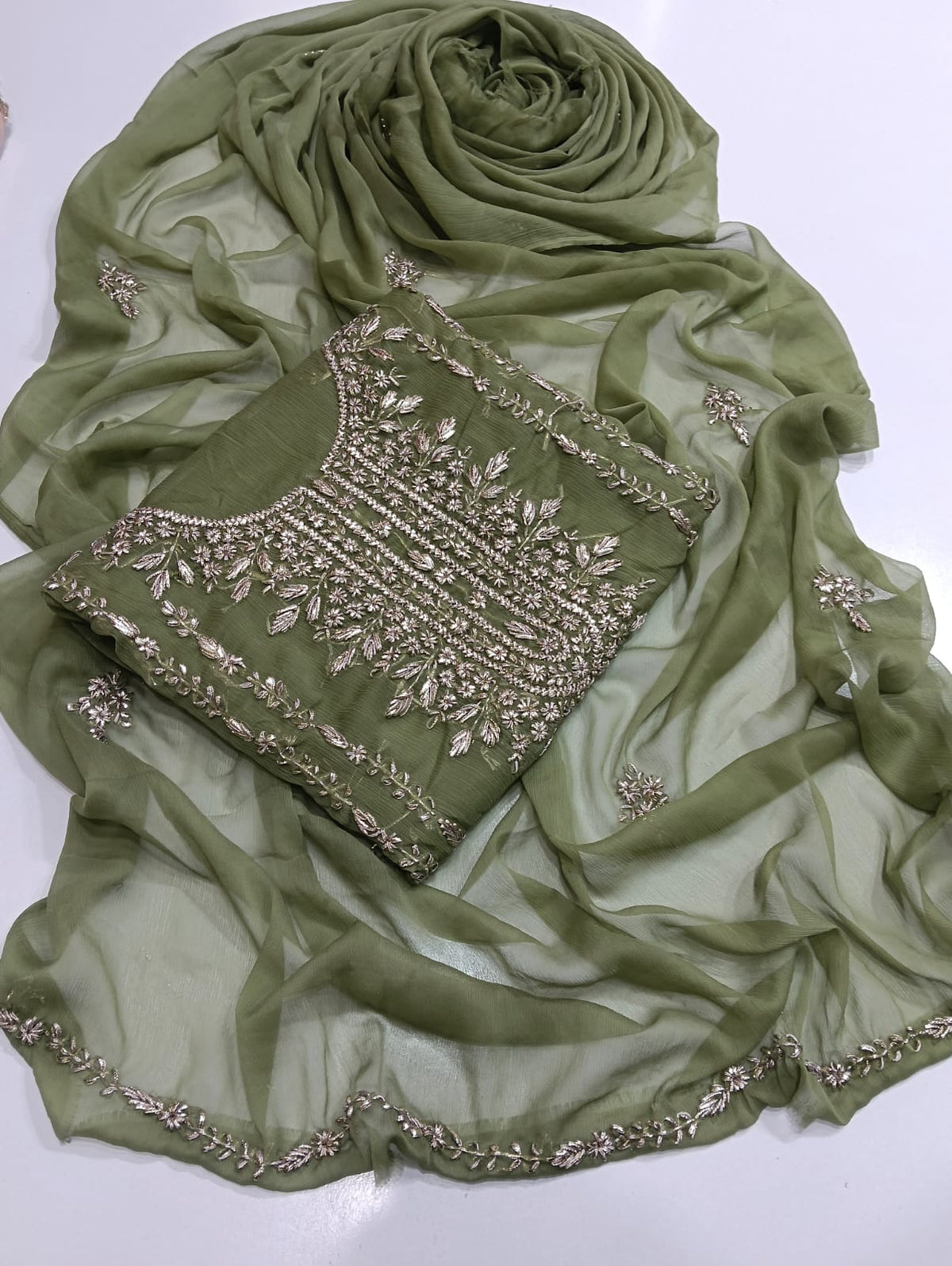 Handmade Seep Gota Work Shirt & Dupatta - 2Pc