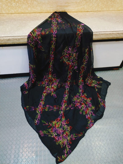Handmade Chiffon Shawl – Black