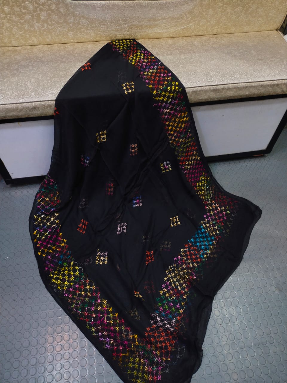 Handmade Chiffon Shawl – Black