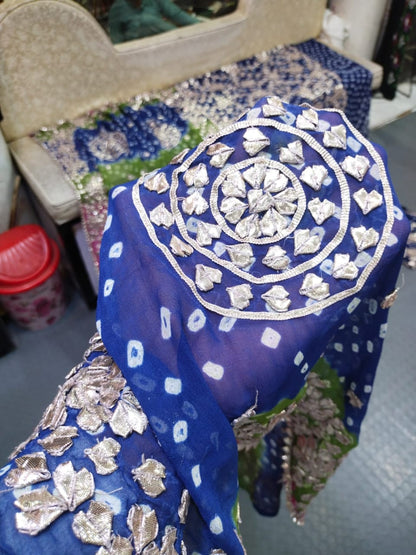 Gota & Chunri Work Shirt & Dupatta - Navy Blue (alt)