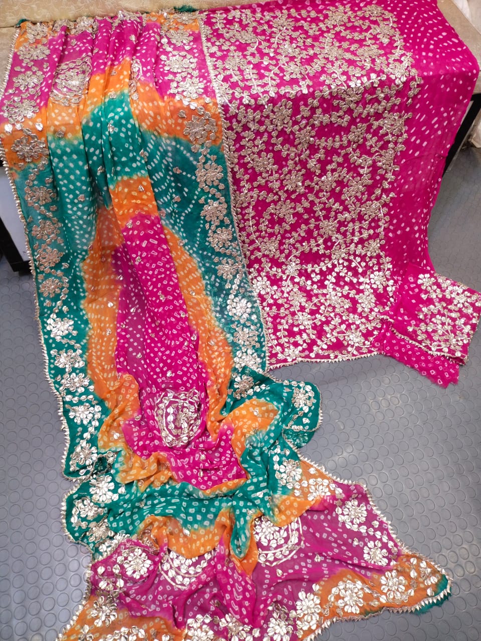 Gota & Chunri Work Shirt & Dupatta - Rani Pink (alt)
