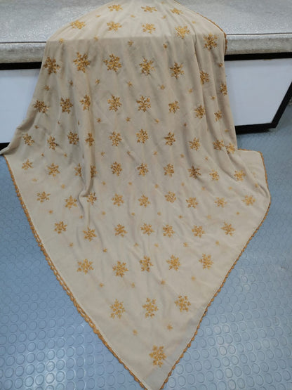 Handmade Taj Lawn Shawl - Beige Gold