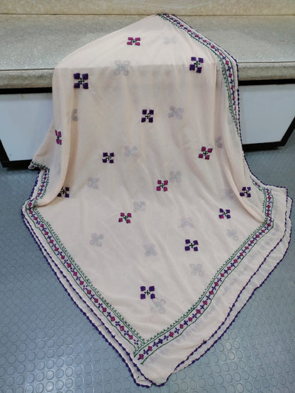 Handmade Taj Lawn Shawl - Peach