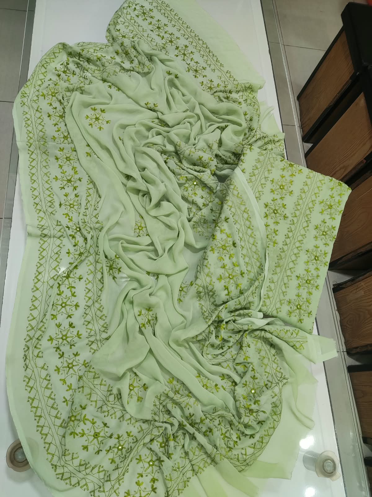 Jaal Sheesha Work Suit - Mint Green