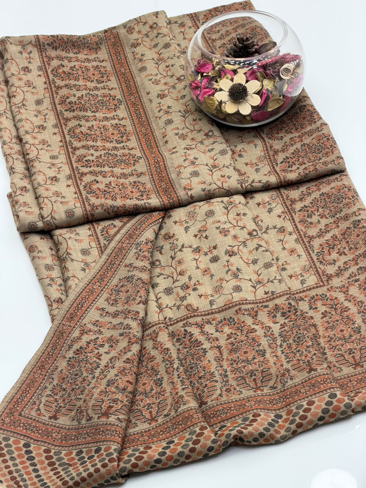 Pure Pashmina Kaani Work Shawl, fabric feel