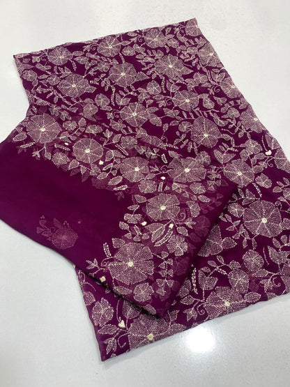Kacha Tanka Hand Embroidery Mirror Work - Purple