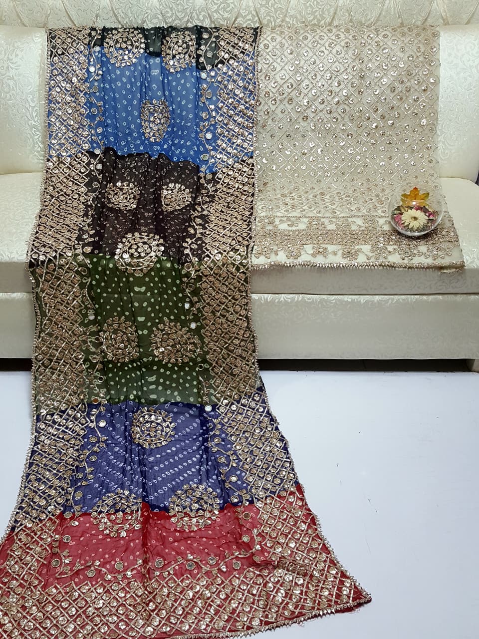 Boutique LCD Gota & Chunri Work Organza Suit - Dupatta Design 3