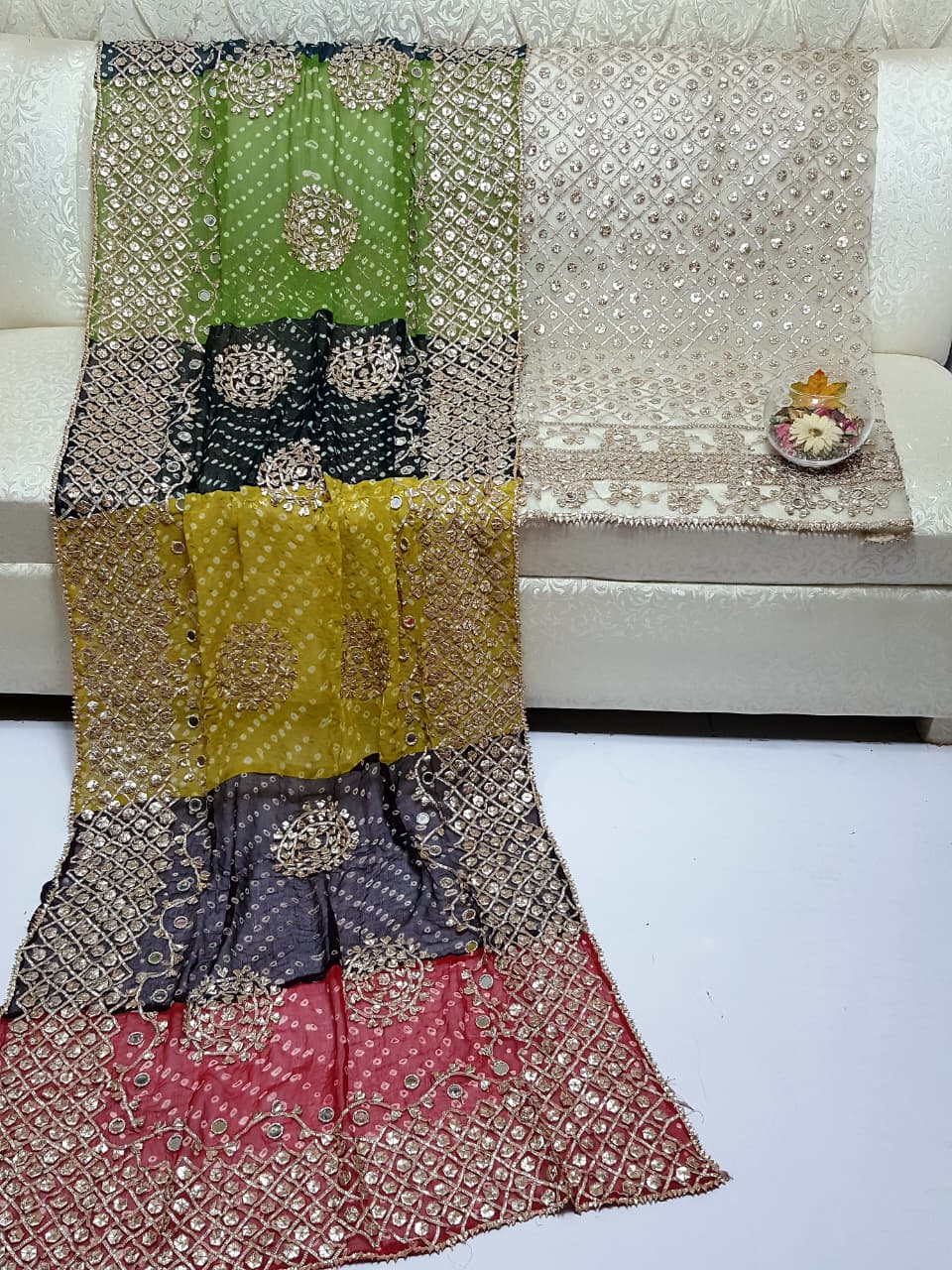 Boutique LCD Gota & Chunri Work Organza Suit - Dupatta Design 4