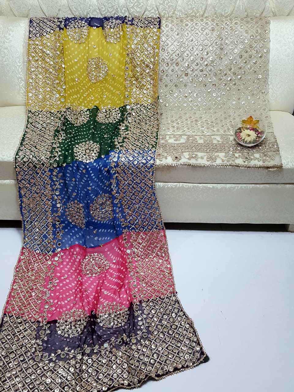 Boutique LCD Gota & Chunri Work Organza Suit - Dupatta Design 5