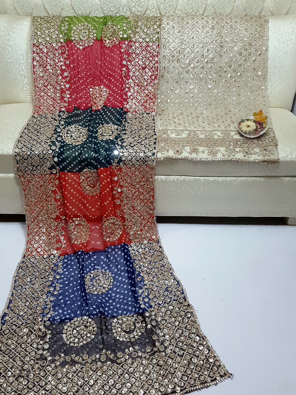 Boutique LCD Gota & Chunri Work Organza Suit - Dupatta Design 6