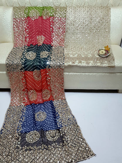 Boutique LCD Gota & Chunri Work Organza Suit - Dupatta Design 6