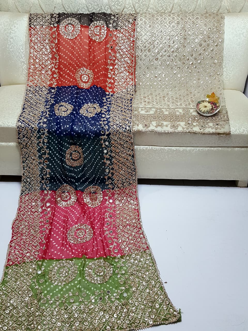 Boutique LCD Gota & Chunri Work Organza Suit - Dupatta Design 7