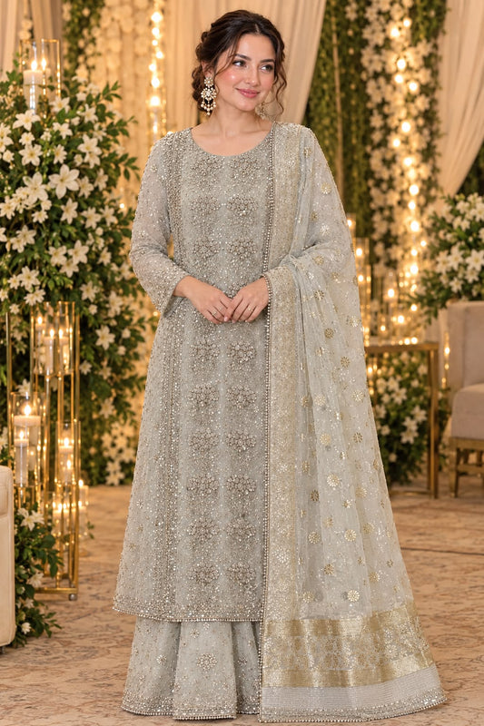 Handmade LCD Gota & Pearl Work Organza Suit - Bride-style model look