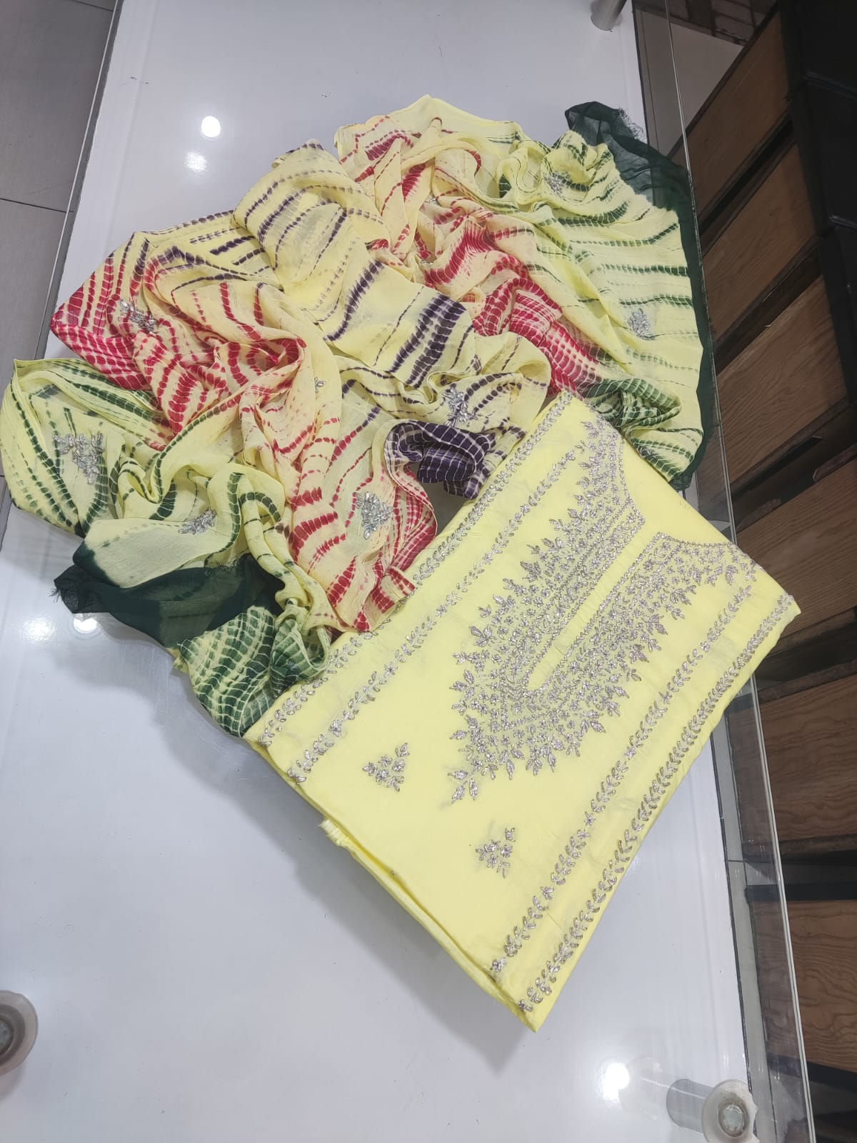 Marori Gota Tie-Dye Work Suit - Lemon Yellow