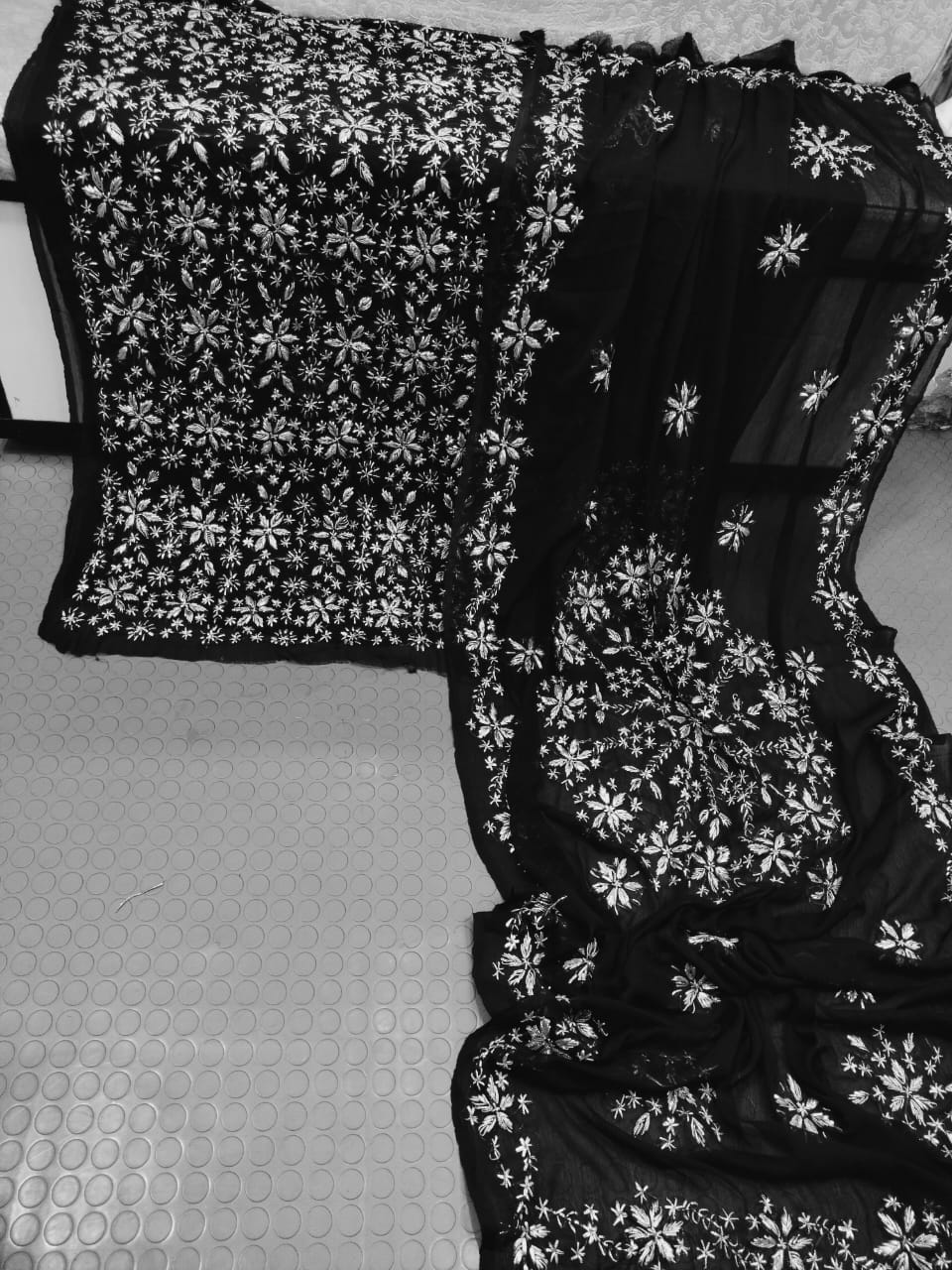 Handmade Marori Gota Full Jaal Chiffon Suit - Black