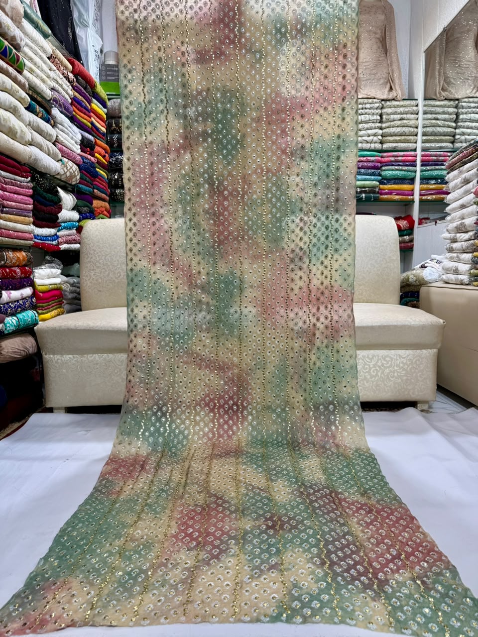 Gota & Chunri Mukesh Dupatta - Pastel Multi
