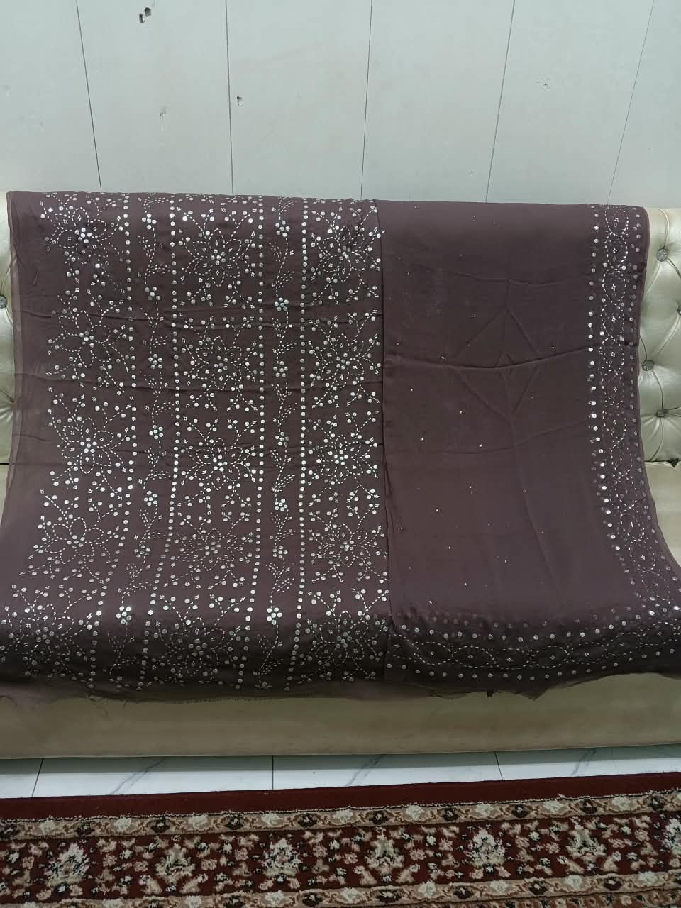 Handmade Mukesh Full Jaal Work Bamber Chiffon Suit - Mauve