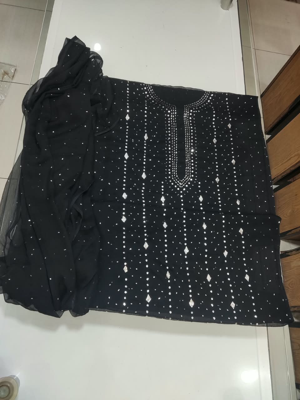 Handmade Mukesh Kamdani Suit - Black
