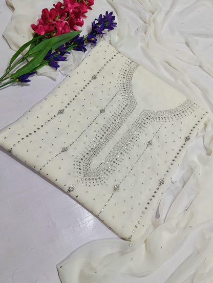 Mukesh Work Shirt & Dupatta - Ivory