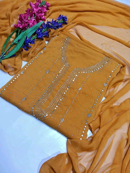 Mukesh Work Shirt & Dupatta - Mustard (alt)