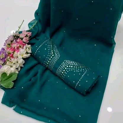 Mukesh Work Shirt & Dupatta - Teal