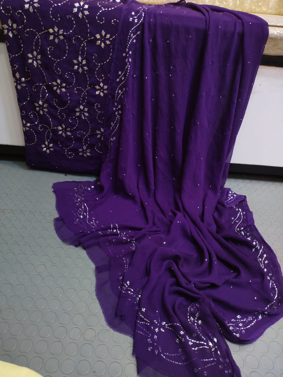 Heavy Mukkesh Work Suit - Purple