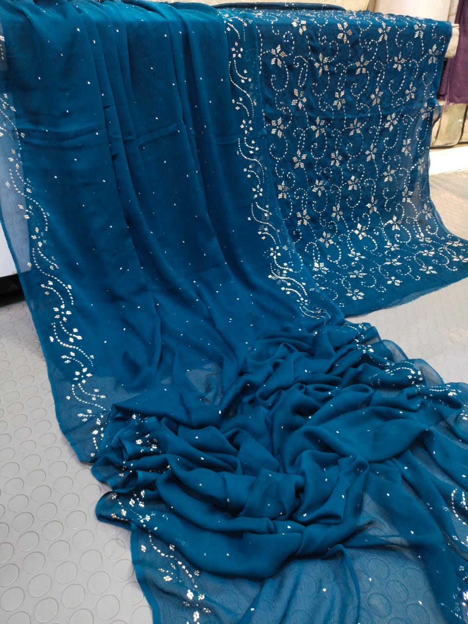 Heavy Mukkesh Work Suit - Peacock Blue