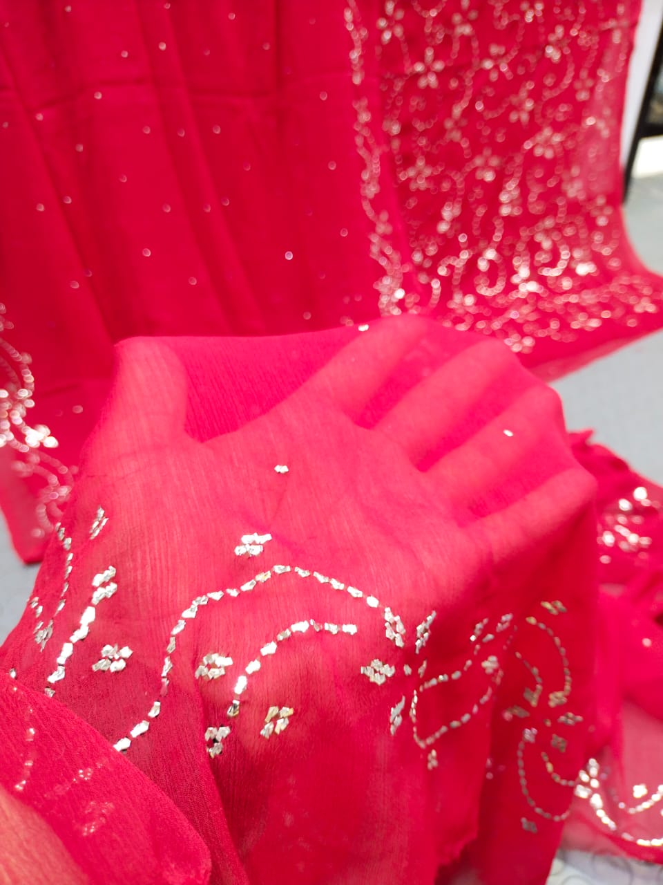 Heavy Mukkesh Work Suit - Rani Pink