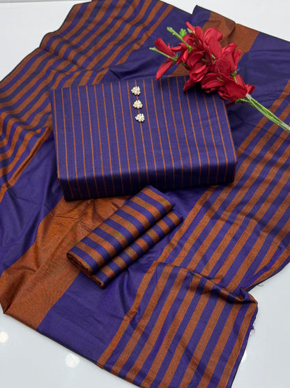 Multani Khaddar Sussi Winter Suit - Purple & Rust