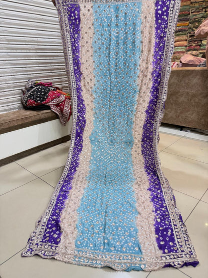 Purple, Sky Blue & Beige