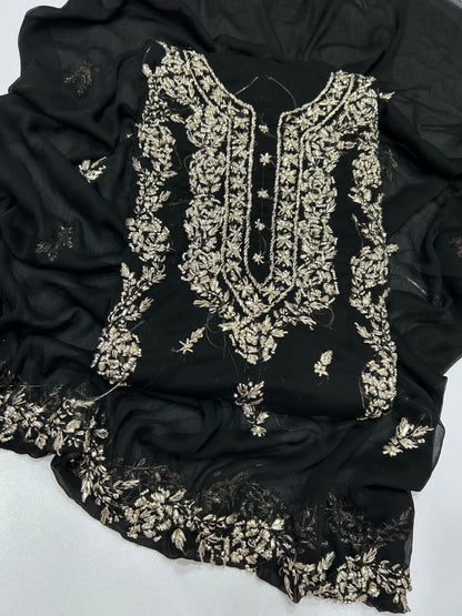 Handmade Seep Gota & Pearl Work Suit - Black
