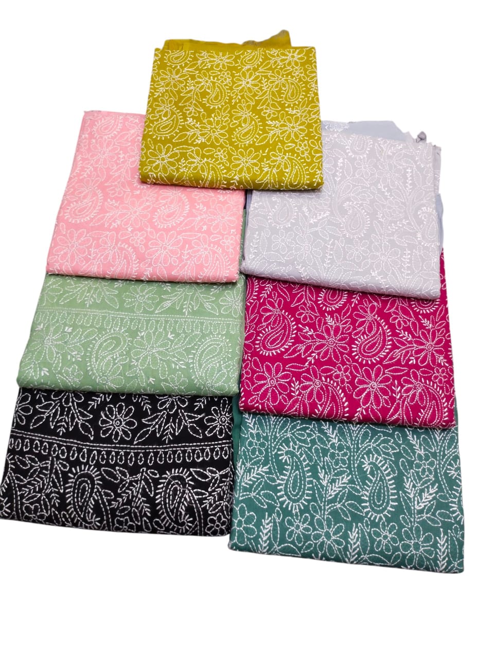Handmade Shadow Chikankari 3Pc Cotton Suit - All Colours incl. White & Magenta